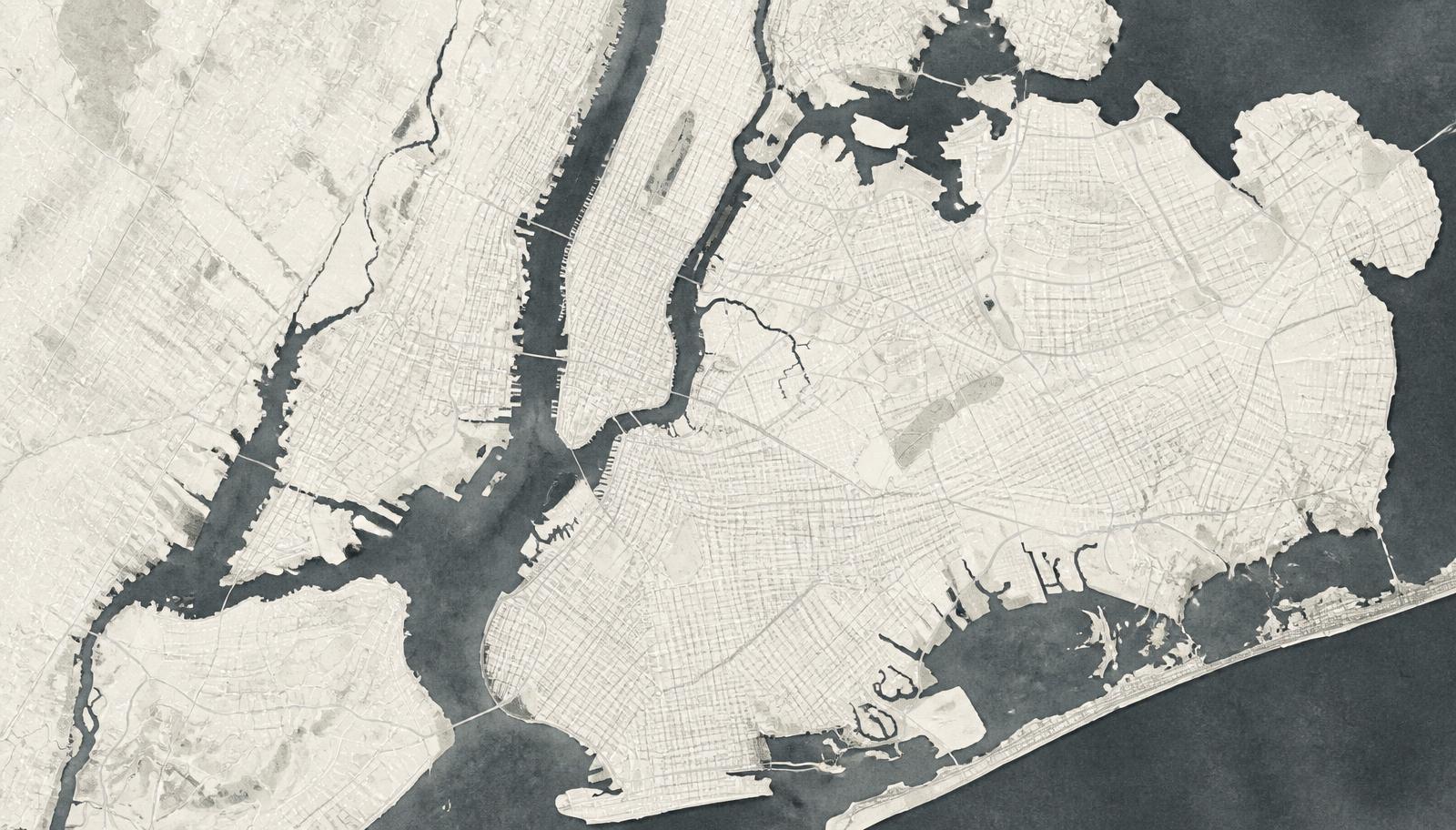 Generic map of New York City streets and boroughs